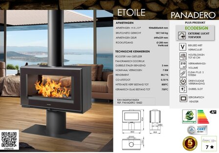 Panadero Etoile Ecodesign Doorkijk Houtkachel