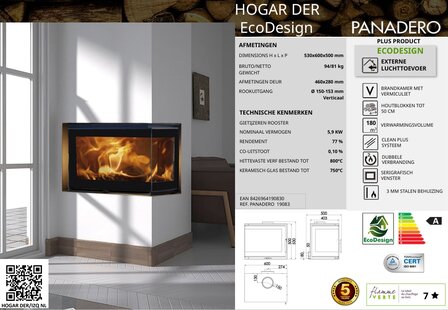 Panadero&nbsp;Hogar Ecodesign DER Inbouw Houtkachel