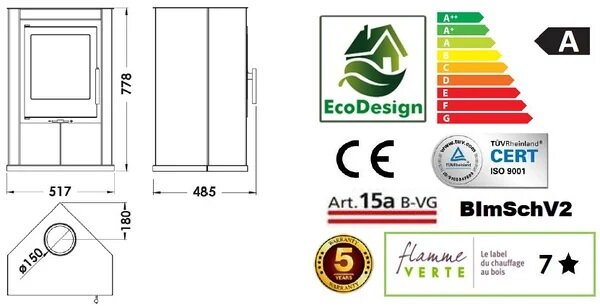 Panadero Sagres Ecodesign Houtkachel Hoekmodel