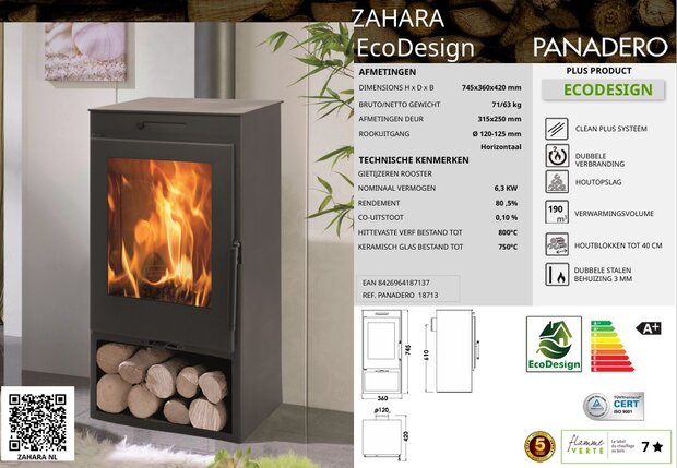 Panadero Zahara Ecodesign Houtkachel